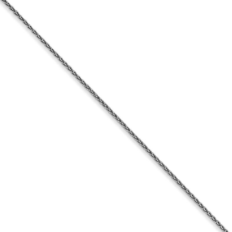 1mm, 14k White Gold, Solid Parisian Wheat Chain Necklace, 18 Inch